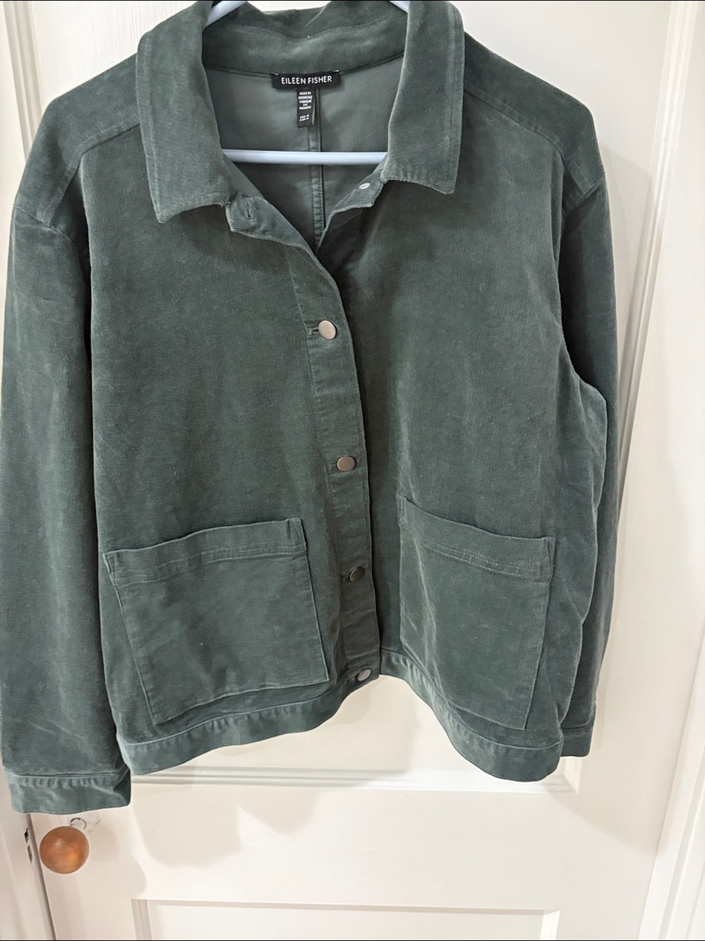 Eileen Fisher Organic Cotton Corduroy Jacket Eucalyptus Green